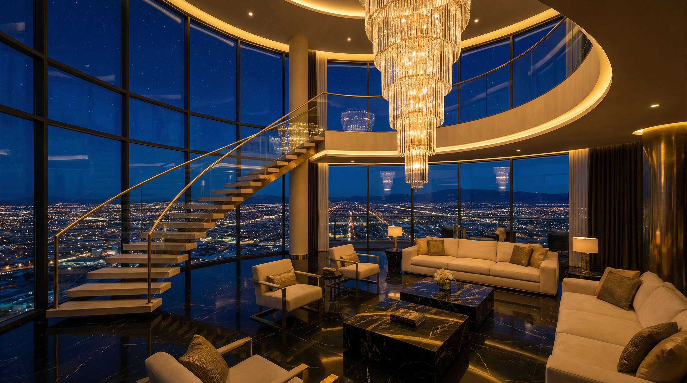Luxury Penthouse Interior with City Views